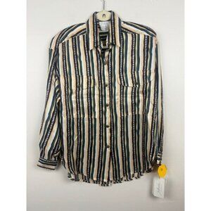 Vintage NOS Schrader Separates Womens 100% Silk Patterned Button Up Blouse Sze 8